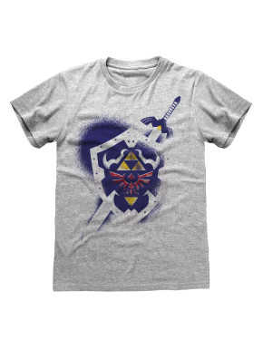 Camiseta gris Zelda espada y escudo