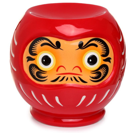 Quemador de Aceite de Cerámica Muñeco Daruma Japonés Rojo