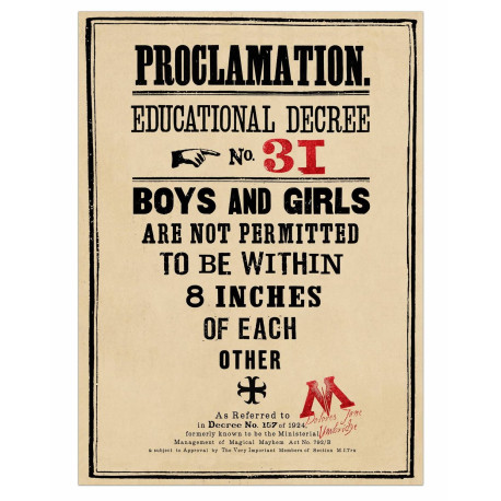Póster Proclamación No.31 Harry Potter