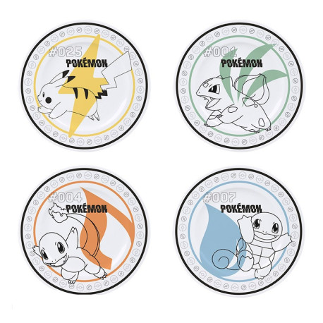 Set de 4 assiettes de départ Pokémon