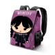 Mochila escolar lila de Miércoles Addams
