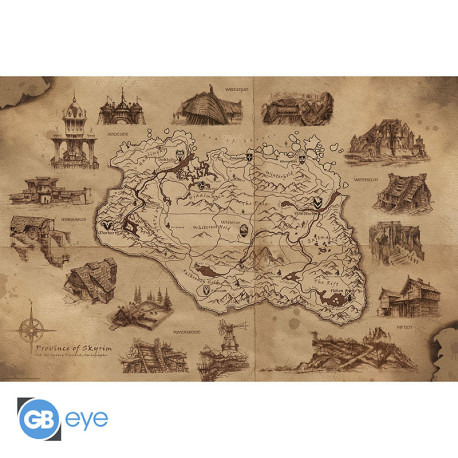 SKYRIM  - Poster Maxi 91.5x61 - "Illustrated Map"