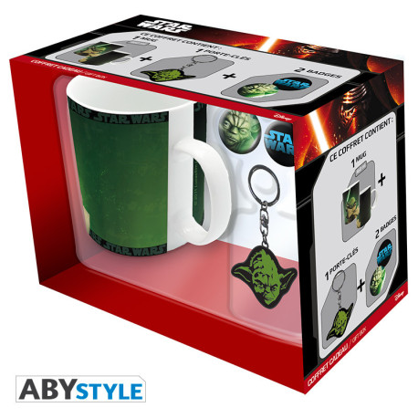 Coffret mug, porte-clés et badges Yoda