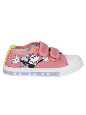 ZAPATILLA LONETA SUELA PVC CON LUCES ALGODÓN MINNIE