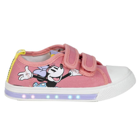 ZAPATILLA LONETA SUELA PVC CON LUCES ALGODÓN MINNIE