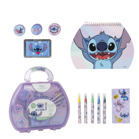 Conjunto de papelaria colorível Stitch em estojo