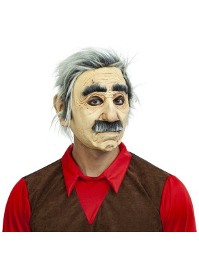 Máscara de látex de viejo cascarrabias gris con camisa roja