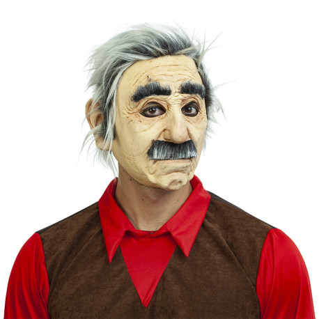 Máscara de látex de viejo cascarrabias gris con camisa roja