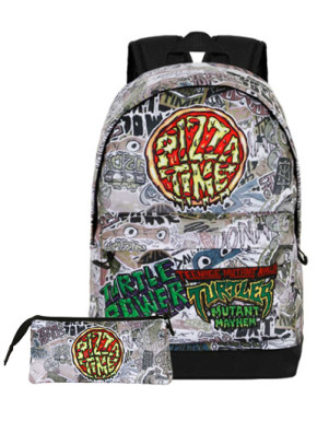 Pack mochila + estuche gratis Pizza Time Tortugas Ninja