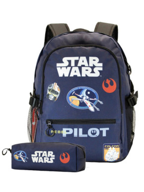 Pack mochila 44cm + estuche gratis piloto Star Wars