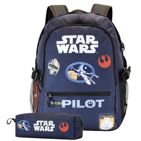 Pack mochila 44cm + estuche gratis piloto Star Wars