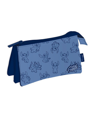 Stitch Trousse à crayons triple silhouette bleu