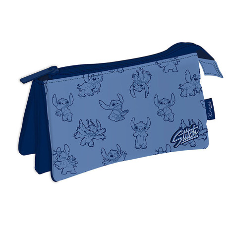 Stitch Trousse à crayons triple silhouette bleu