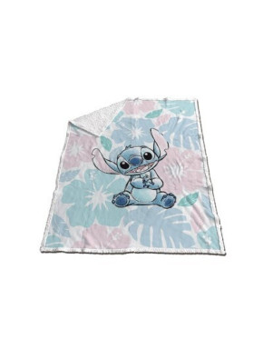 Stitch Couverture sherpa corail Tropical Disney