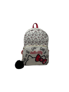 Mini Mochila mosaico Hello Kitty blanca 25 cm