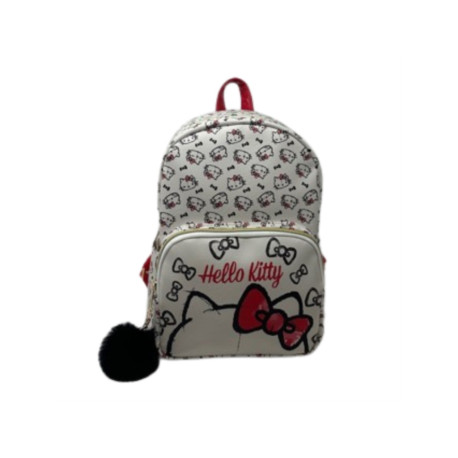 Mini Mochila mosaico Hello Kitty blanca 25 cm