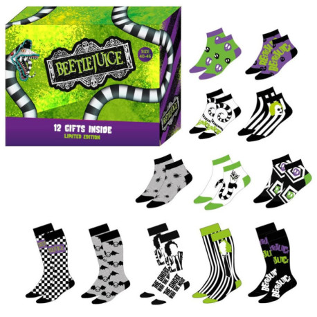 Caja regalo 12 pares calcetines Beetlejuice talla 40/46