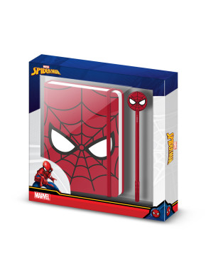 Caja Regalo con Diario y Bolígrafo Fashion Rojo Marvel Spiderman Chibi