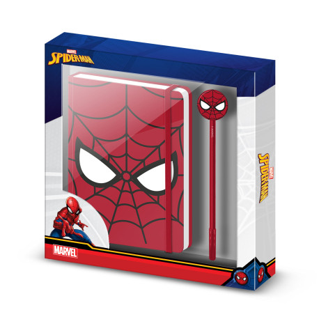 Caja Regalo con Diario y Bolígrafo Fashion Rojo Marvel Spiderman Chibi