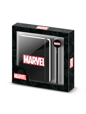 Caja Regalo con Diario y Bolígrafo Fashion Negro Marvel Comics