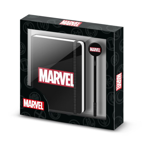 Caja Regalo con Diario y Bolígrafo Fashion Negro Marvel Comics