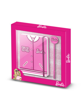 Caja Regalo con Diario y Bolígrafo Fashion Rosa Barbie Varsity