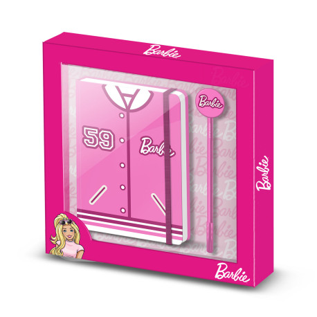 Caja Regalo con Diario y Bolígrafo Fashion Rosa Barbie Varsity