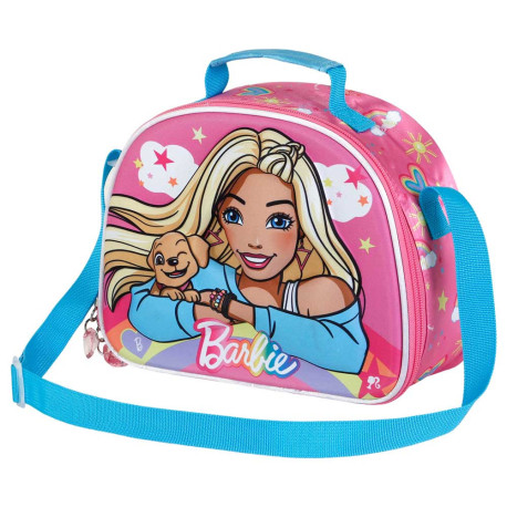 Bolsa Portamerienda 3D Rosa Barbie Rainbow