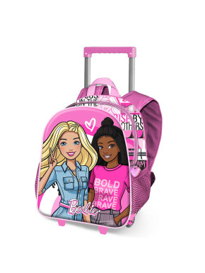 Mochila 3D con Ruedas Pequeña Rosa Barbie Brave