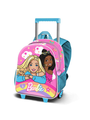 Mochila 3D con Ruedas Pequeña Rosa Barbie Rainbowy