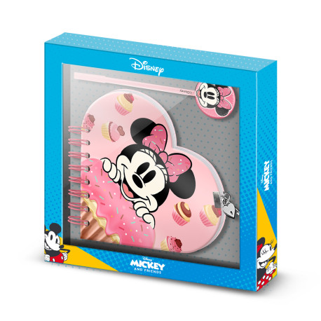 Diario Corazón Llave + Boli Rosa Disney Minnie Mouse Muffin