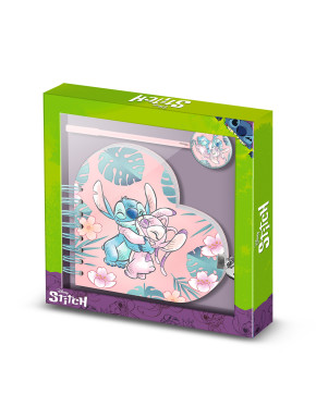 Diario Corazón Llave + Boli Rosa Disney Lilo y Stitch Hug