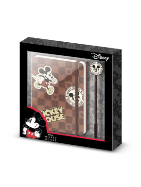 Caja Regalo con Diario y Bolígrafo Fashion Marrón Disney Mickey Mouse Journey