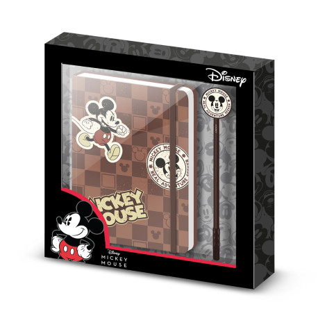 Caja Regalo con Diario y Bolígrafo Fashion Marrón Disney Mickey Mouse Journey