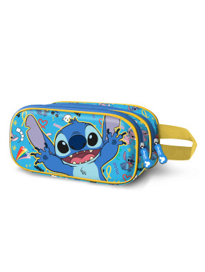 Estuche Portatodo 3D Doble Azul Disney Lilo y Stitch Hello