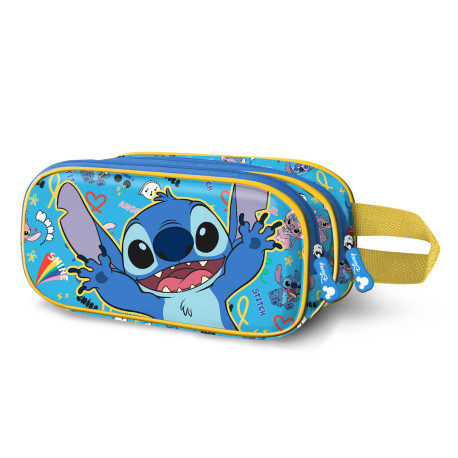 Estuche Portatodo 3D Doble Azul Disney Lilo y Stitch Hello