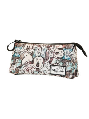 Estuche Portatodo Triple Gris Disney Minnie Mouse Drawing