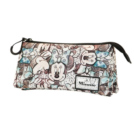 Estuche Portatodo Triple Gris Disney Minnie Mouse Drawing