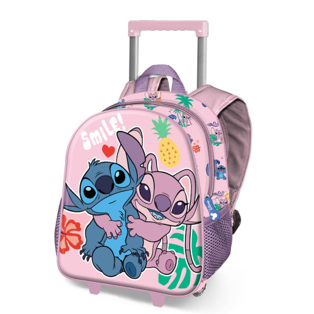 Mochila 3D con Ruedas Pequeña Rosa Disney Lilo y Stitch Island