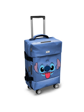 Maleta de Cabina 4 Ruedas Azul Disney Lilo y Stitch Face