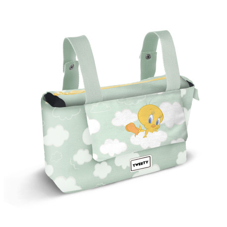 Bolso Organizador Carro Bebé Hamper Mommy Verde Looney Tunes Piolín Clouds