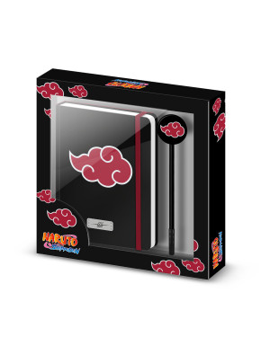 Caja Regalo con Diario y Bolígrafo Fashion Negro Naruto Clouds