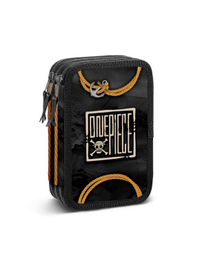 Estuche Plumier Completo Triple Negro One Piece Ropes