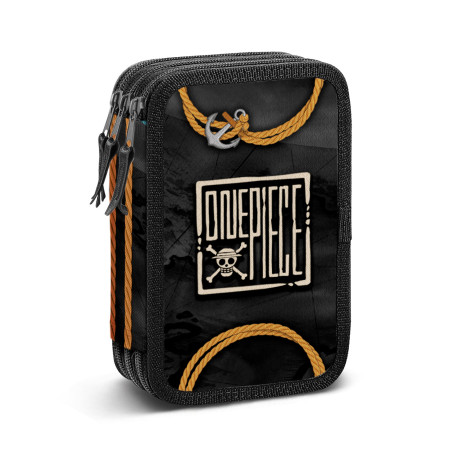 Estuche Plumier Completo Triple Negro One Piece Ropes