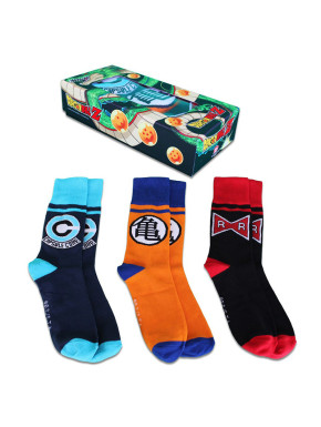 Pack de 3 calcetines en caja regalo Dragon Ball logos