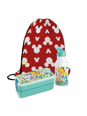 Set Fiambrera, botella y mochila Alicia in Wonderland