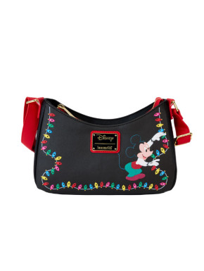 Bolso Bandolera Loungefly Mickey y Pluto con decoraciones de Navidad