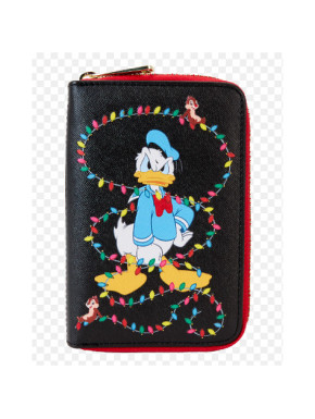 Cartera Loungefly Mickey, Minnie y Donald con decoraciones de Navidad