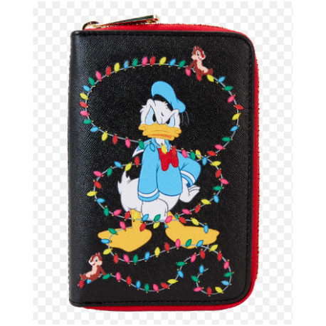 Cartera Loungefly Mickey, Minnie y Donald con decoraciones de Navidad