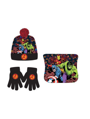 SET GORRO-BRAGA-GUANTES NIÑO AVENGERS T.54CM